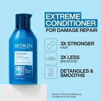 Redken extreme conditioner for strength and repair of damaged hair. Size: 10.1 fl oz / 300 ml.